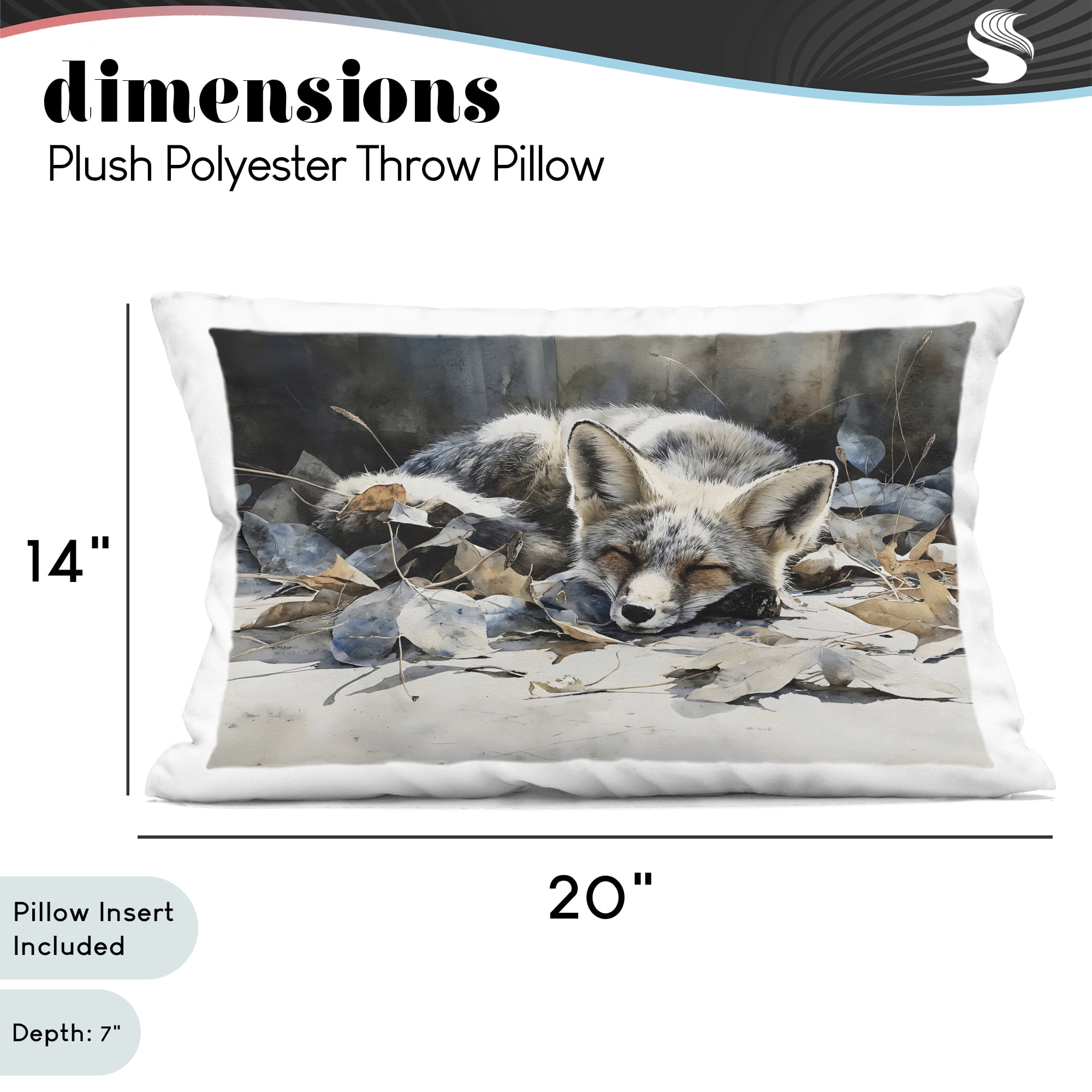Stupell Industries Blue Fox Resting Among Leaves Decorative Printed Throw Pillow, design by Franklyn Gregory, 14 x 7 x 20