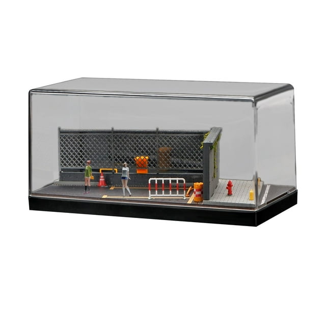 Vitrina de exhibición de escena de estacionamiento a escala 1/64, diseño de garaje de autos fundidos a presión, caja de almacenamiento de mini modelos