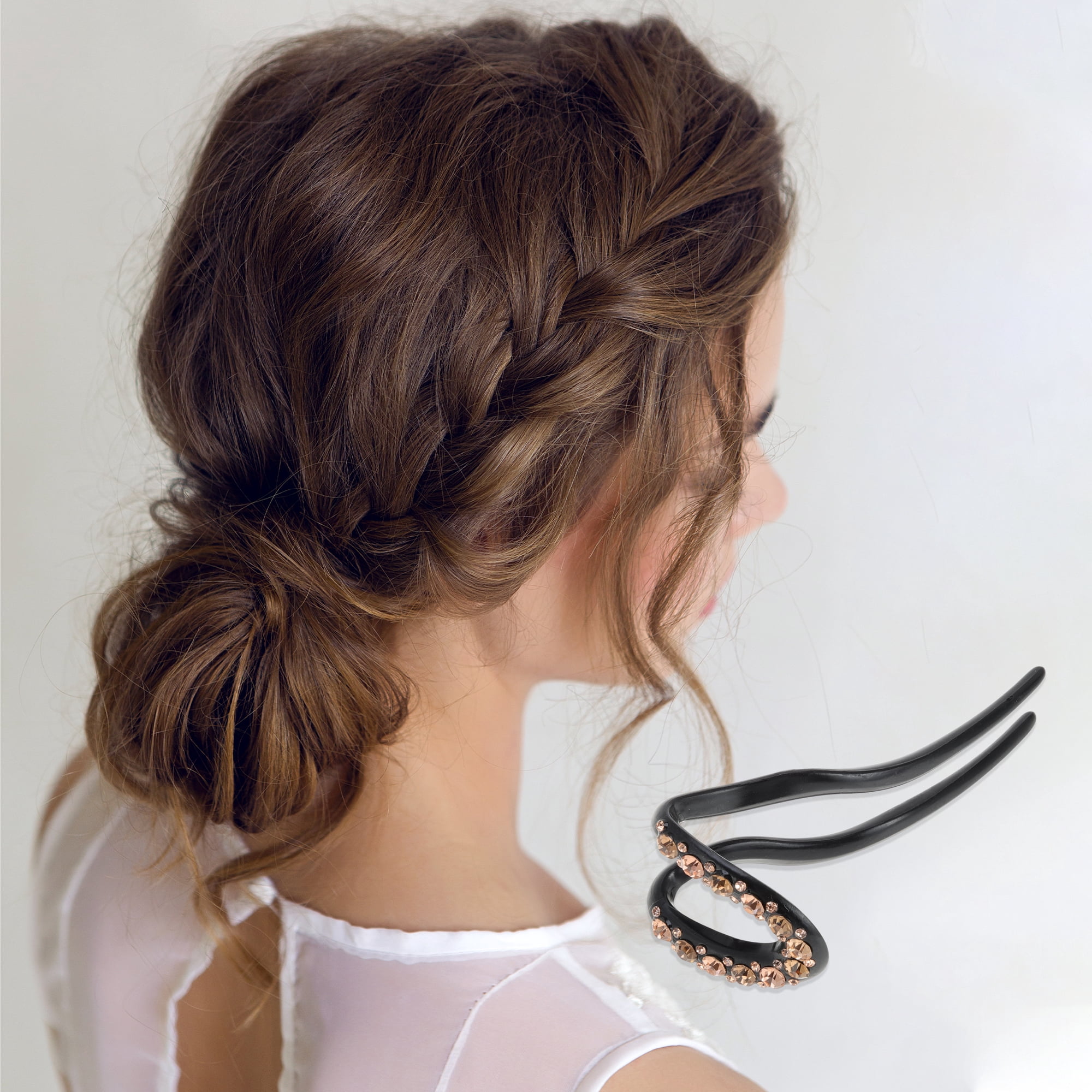Unique Bargains Comfortable No Slip Fashion U-shaped Hair Pins for Home 1 Pc Champagne, Coffee Color
