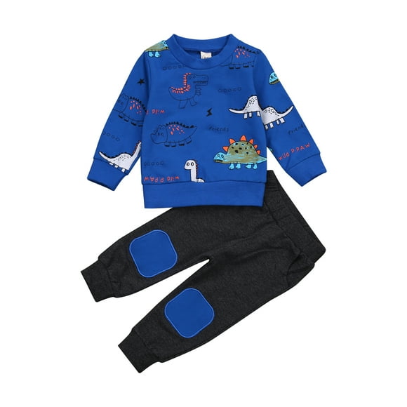 Sylvamorning Ensemble de Vêtements pour Bébé Garçon Dinosaure Sweat à Manches Longues Pantalon Tenue d'Automne