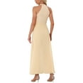 thumbnail image 3 of MONO ELEGANTE PARA MUJER con cuello halter, sin mangas, elegante, formal, de pierna ancha, talla M, color albaricoque, 3 of 6