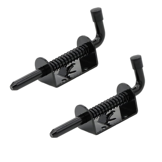 Pestillo con resorte de 5 pulgadas, pestillo con resorte resistente, cerradura para puerta, cobertizo con pasador de 1/2" (2 negros)
