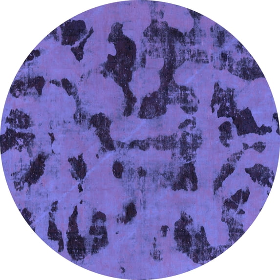 Ahgly Company Indoor Round Abstract Blue Modern Area Rugs, 6' Round