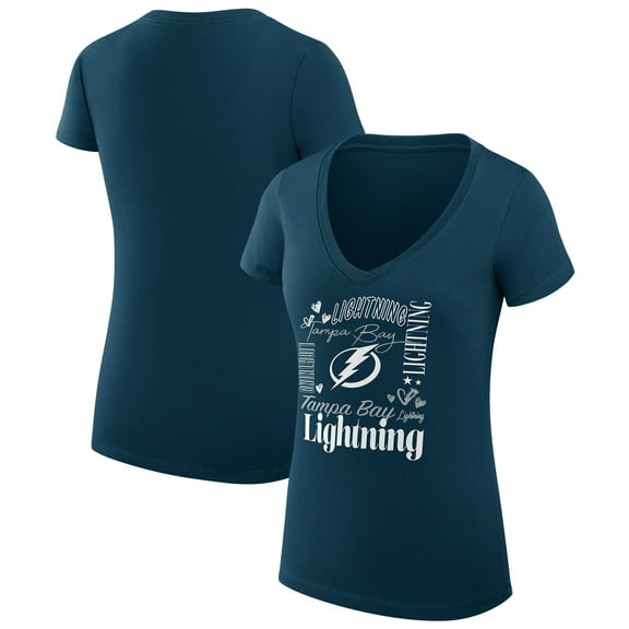 Women's G-III 4Her by Carl Banks Blue Tampa Bay Lightning Super-Slim Fit Lightweight Collage Team Graphic T-Shirt