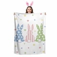 thumbnail image 2 of Throw Blanket Fleece Throw Blanket 50x80in, Easter Rabbit Tail on White Soft Lightweight Bed Blankets Spring Colorful Polka Dot Fuzzy Couch Blankets for All Season, 2 of 9