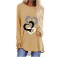 thumbnail image 1 of Long Sleeve Shirts for Women Dressy Casual Crew Neck Hem Flowy Tops Color Block Geometry Printed Oversized Loose Tunic Shirts Graphic Tees for Spring Fall #B06-Orange S, 1 of 4
