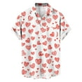 thumbnail image 2 of Men's Valentine Print Shirt Collared Short Sleeve Button Down Top Watermelon Red L, 2 of 6