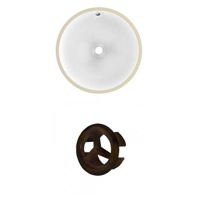 15.25-in. W Round Bathroom Undermount Sink Set In White - Oil Rubbed Bronze Hardware AI-20452