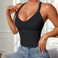 thumbnail image 7 of Women's Tank Tops with Built in Bras V-Neck Cami, Ribbed Polyester Bra Tank Camisoles for Layering 1 Pcs Black M, 7 of 7