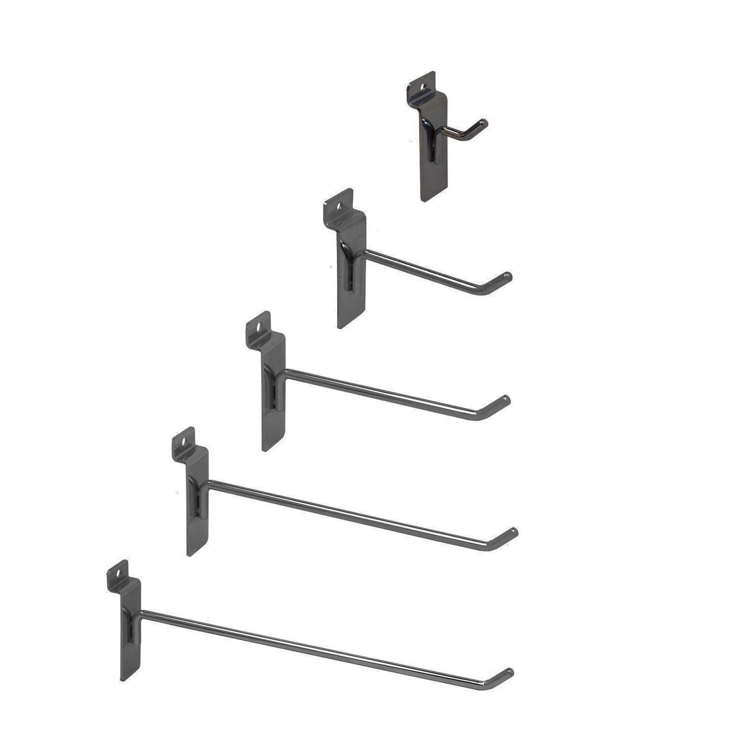 Wholesale Chrome or Black Multi Size Set Assorted Slatwall Metal Hook Bundle 