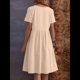 thumbnail image 4 of Vestido Camisero de y Algodón de Verano para Mujer, Informal, Holgado, con Cuello Redondo, Corta, Midi y Bolsillos Albaricoque L, 4 of 7