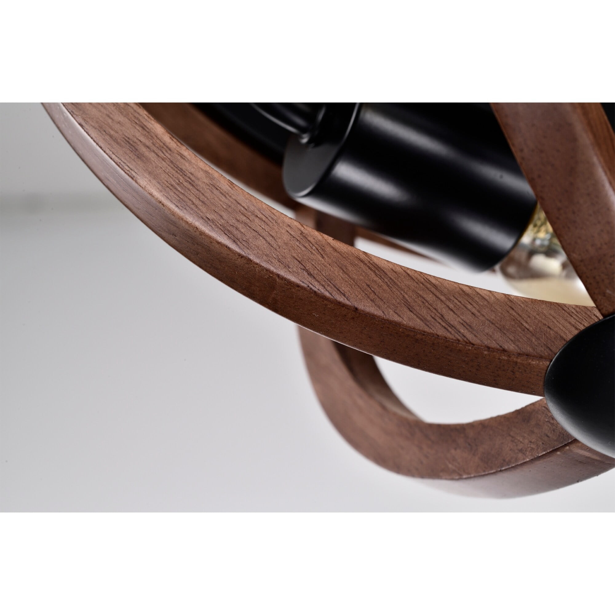 Fanalla 13 in. 2-Light Indoor Brown Faux Wood Grain Finish Flush Mount with Light Kit