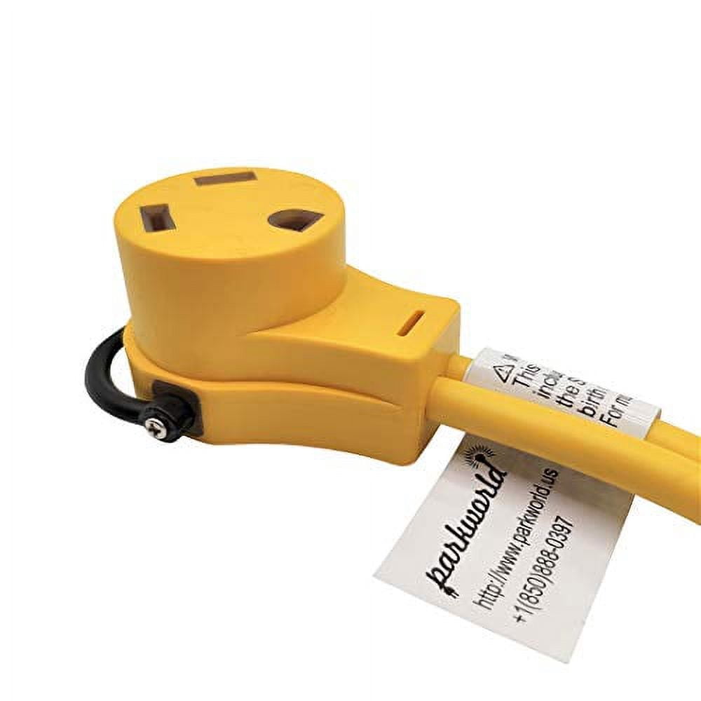Parkworld 61094Y Inverter Generator Parallel Kit Terminals with Cable to RV 30A TT-30R Female, 120V, 30A, 3FT (Yellow)