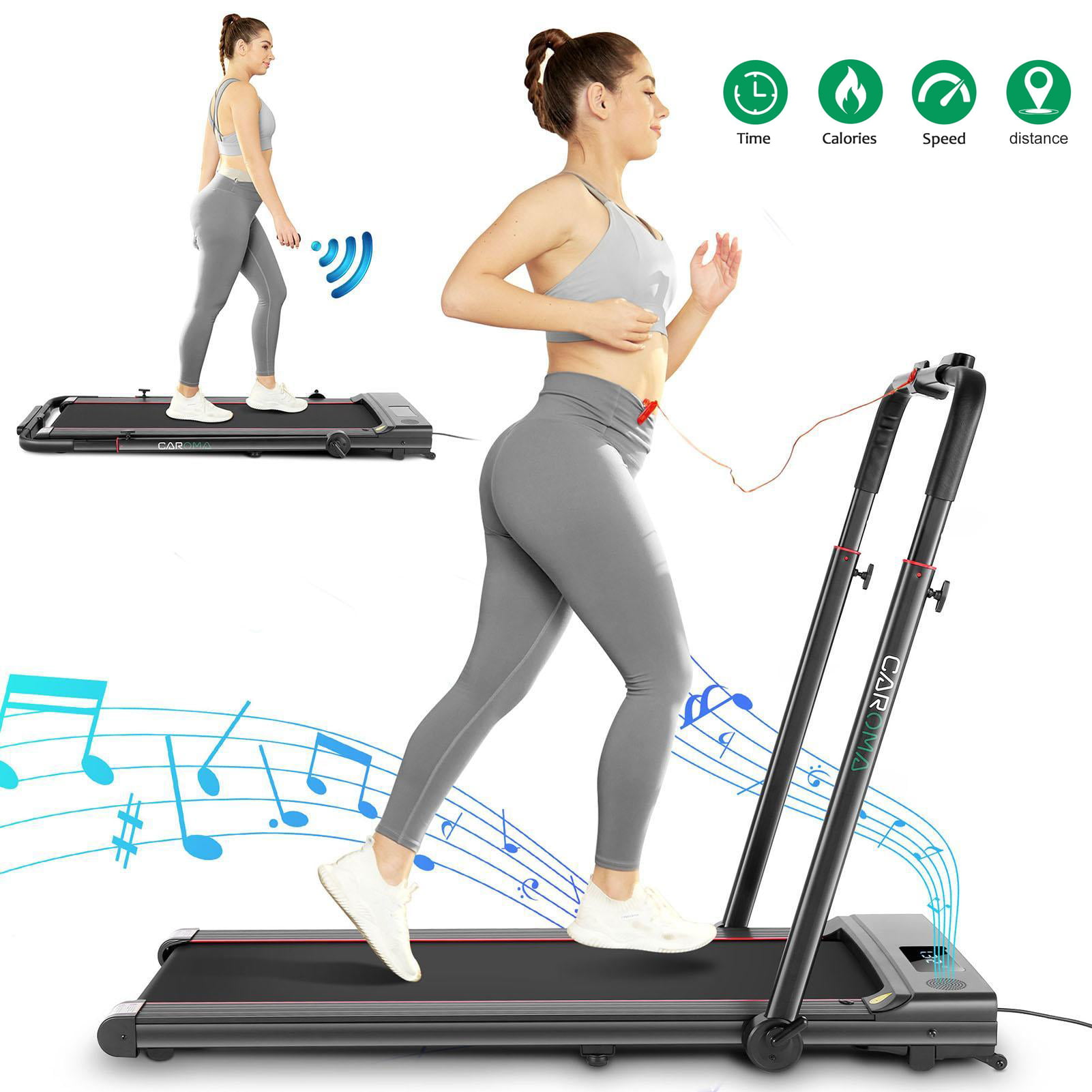 Details about   2.25HP Portable Compact Electric Folding Treadmill for Home Office w/Remote 2in1 