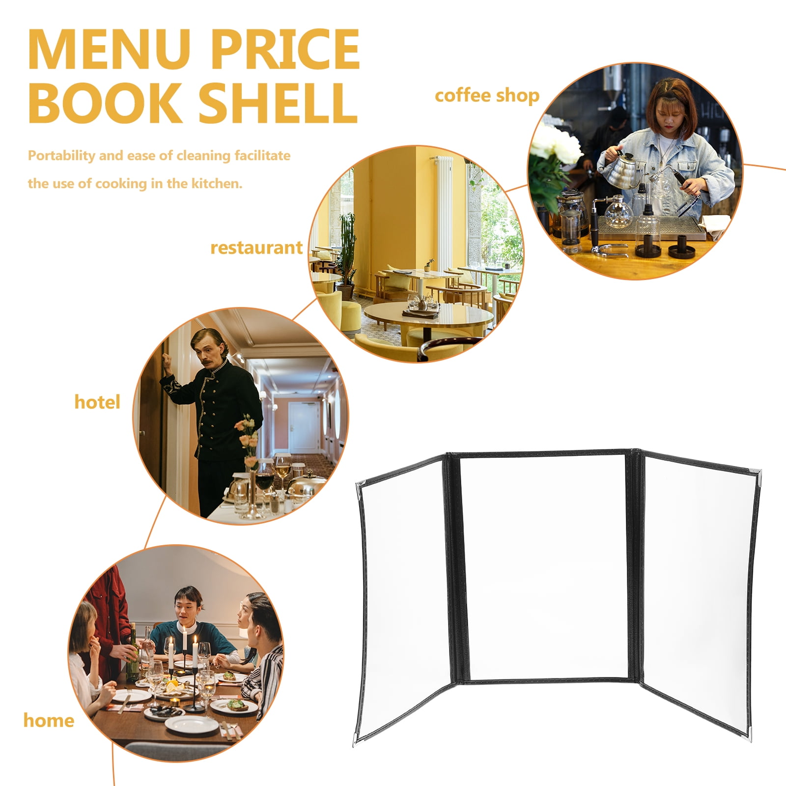 2 Pcs The Menu Binder Clips Clear Binder Menu Cover Binder Recipe Folder Portable Pvc