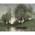 thumbnail image 2 of Paul Désiré Trouillebert 18x15 Black Ornate Wood Framed Double Matted Museum Art Print Titled - The Passer on the Pond, 2 of 5