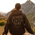 thumbnail image 3 of YLLMHH Jesus Loves You Hoodie Christian Hooded Jesus Pullover Bible Verse Aesthetic Clothing S-3XL, 3 of 5