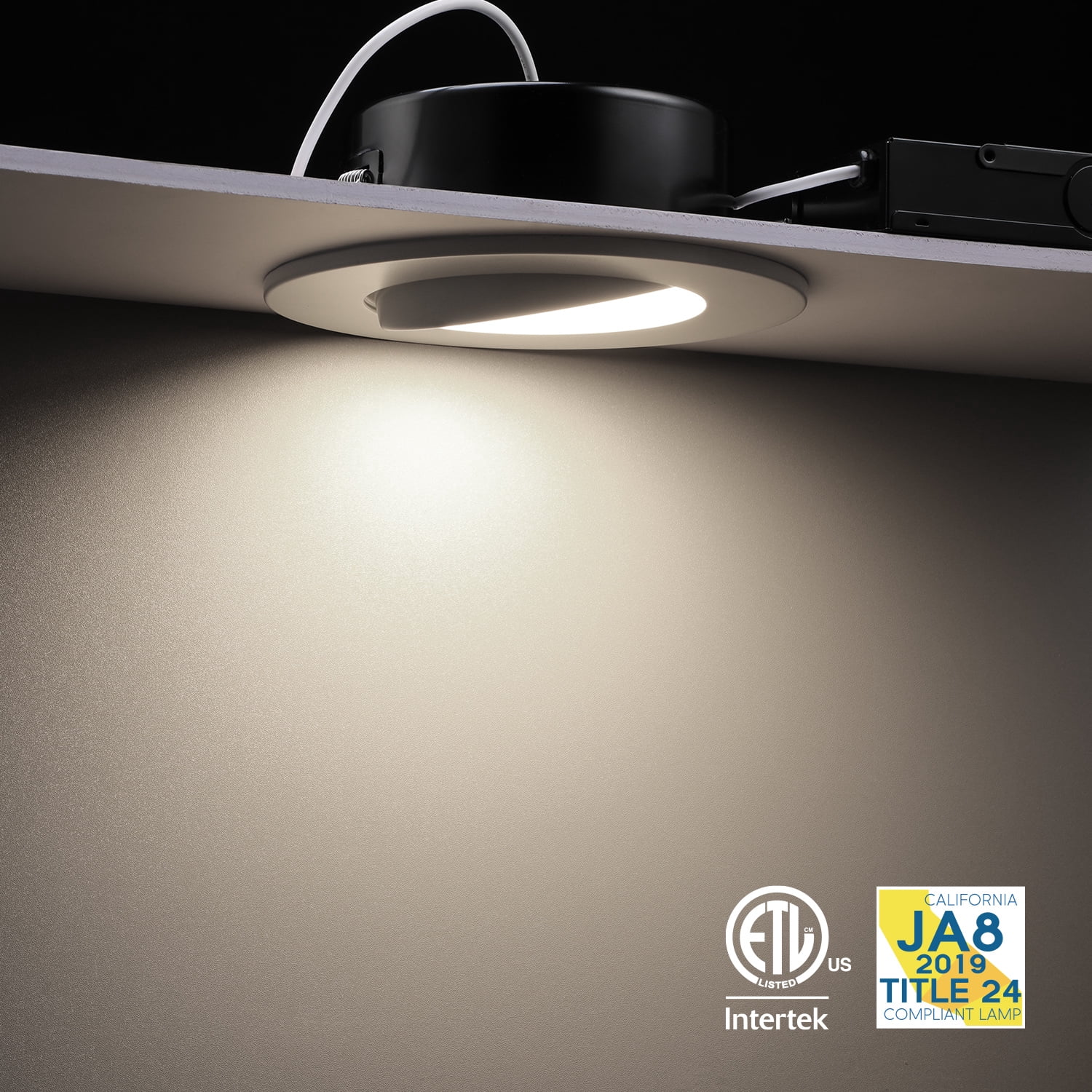 4 Pack 13.5W 6 Inch Slim Gimbal LED Recessed Light, Dimmable Directional Ceiling Light, 4000K Cool White