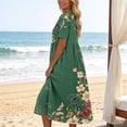 thumbnail image 7 of Women's Summer Casual Dresses Plus Size Round Neck Zipper Floral Print Dress, 7 of 7