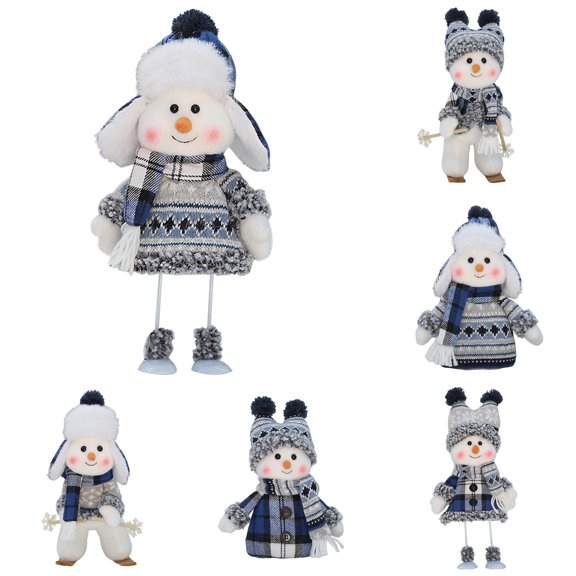 cbzote Christmas Handmade Cute Snowman Animated Knit Doll Collectible Figurine Xmas Bedroom Home Holiday Presents Ski Swing Decoration