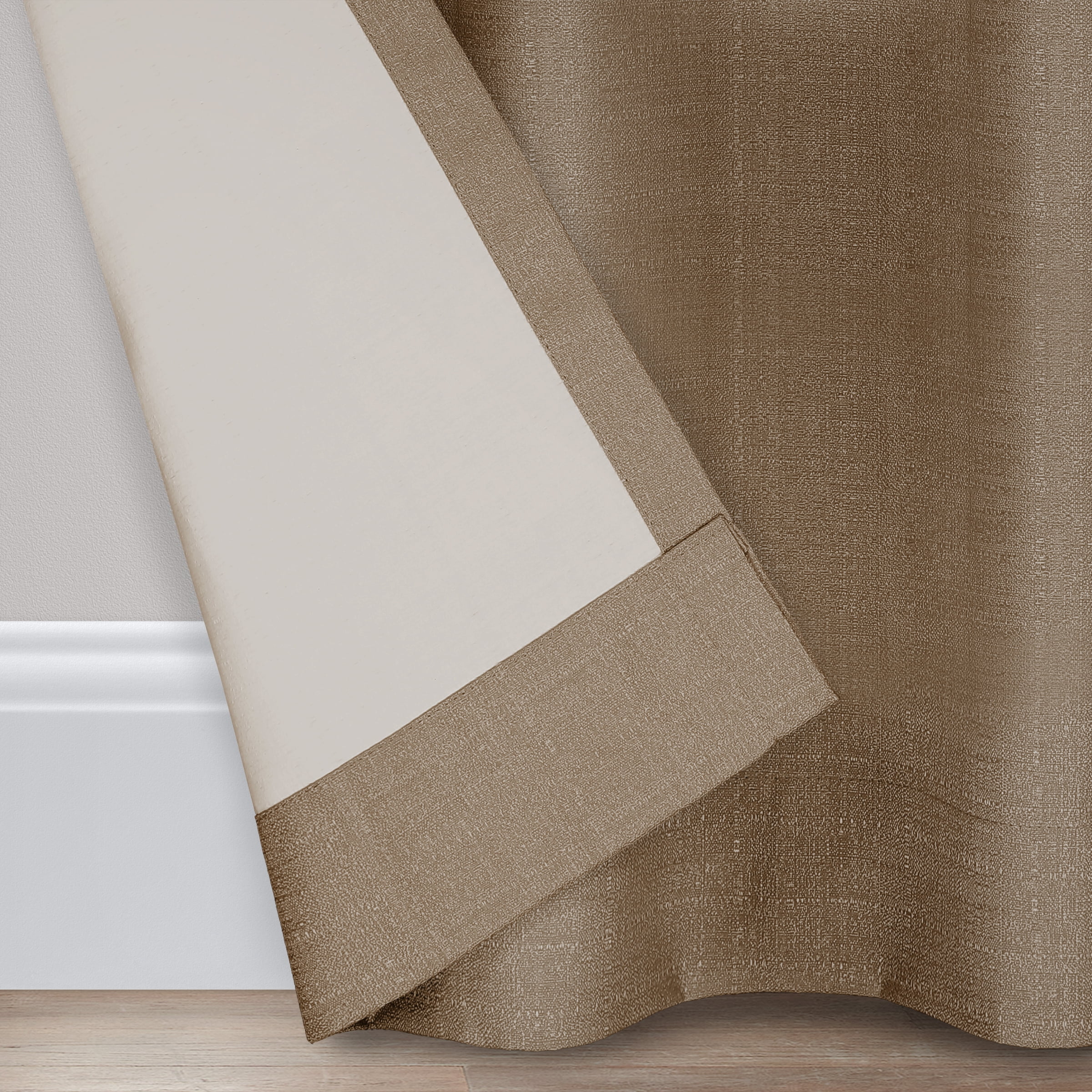 Eclipse Samara Solid Blackout Curtains, Single Curtain Panel, 63 Inch Long Blackout Curtains, 42" W x 63" L, Toffee