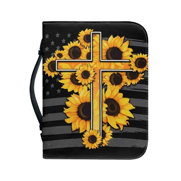Bolsa para Mujeres Cubierta de la Biblia de la Flor Caja de la Biblia Cubierta de la Biblia de Cuero Estudio de la Biblia Maleta Bolsa de Almacenamiento de la Biblia con Mango Bolsa de Almacenamiento