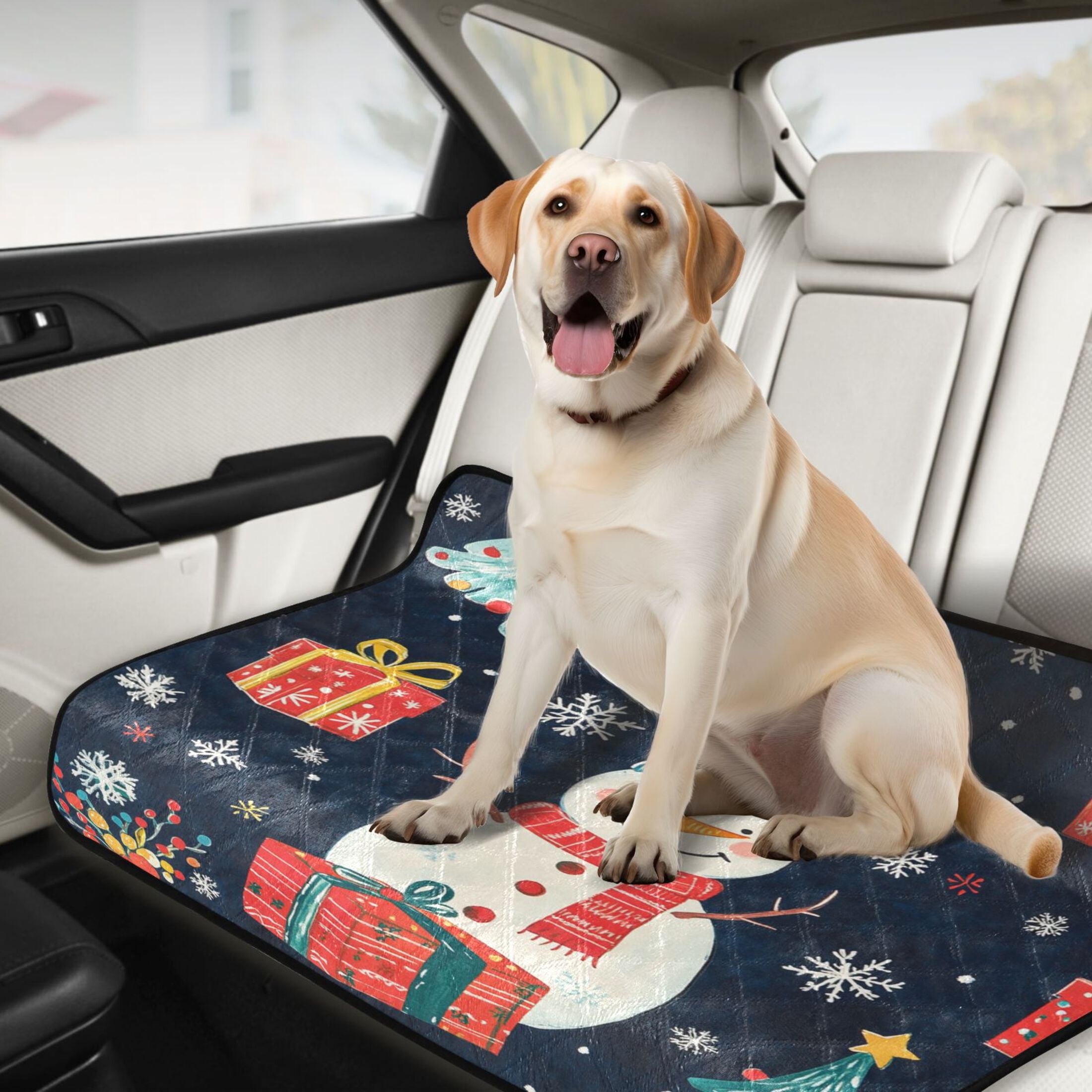 Qxltty A Dark Blue Background with Christmas Snowman Cat litter Pads Pet Set of 3 Diaper Mats Center Anti-leakage Layer Absorbent Soft and Comfortable