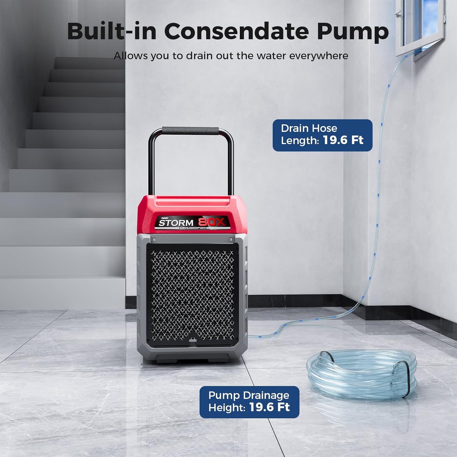 ALORAIR  Commercial Dehumidifier 170 Pints LGR Dehumidifier with Pump & Drain Hose, Portable Insutrial Dehumidifier for Basments, Home, Job Sites, Fit for 2,100 Sq.Ft Space with Wheels
