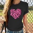 thumbnail image 2 of Sexlip Women's Breast Cancer Awareness T-Shirts Basic Short Sleeve Crewneck Tops Pullover Trendy Heart Print Pink Ribbon Tees Black L, 2 of 5