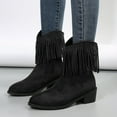 thumbnail image 3 of Mostsola Suede Cowboy Boots for Women Heel Fringe Ankle Boots Casual Zip up Cowgirl Boots, 3 of 9