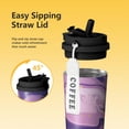 thumbnail image 3 of 18oz Travel Coffee Mug, 316 Stainless Steel Vacuum Insulated Tumbler with 2-in-1 Straw Lid & Strap, Liquid & Marble Print, 3 of 6