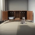 thumbnail image 2 of Pefilos 47" 2-Door Cat Litter Box Enclosure with Winding Entry and Scratching Board, Hidden Cat House Washroom Furniture, Brown, 2 of 9