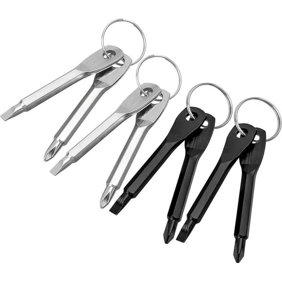 NOGIS 8Pcs Mini Keychain Screwdriver,Outdoor Portable EDC Multifunction Screwdriver Set Flat Head & Phillips Screwdriver Wrench Tool with Key Ring