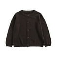 thumbnail image 3 of Toddler Girl Sweater Kids Fashion Cardigan Long Sleeve Casual Button Sweater Crew Neck Toddler Sweaters Coffee, 3 of 3
