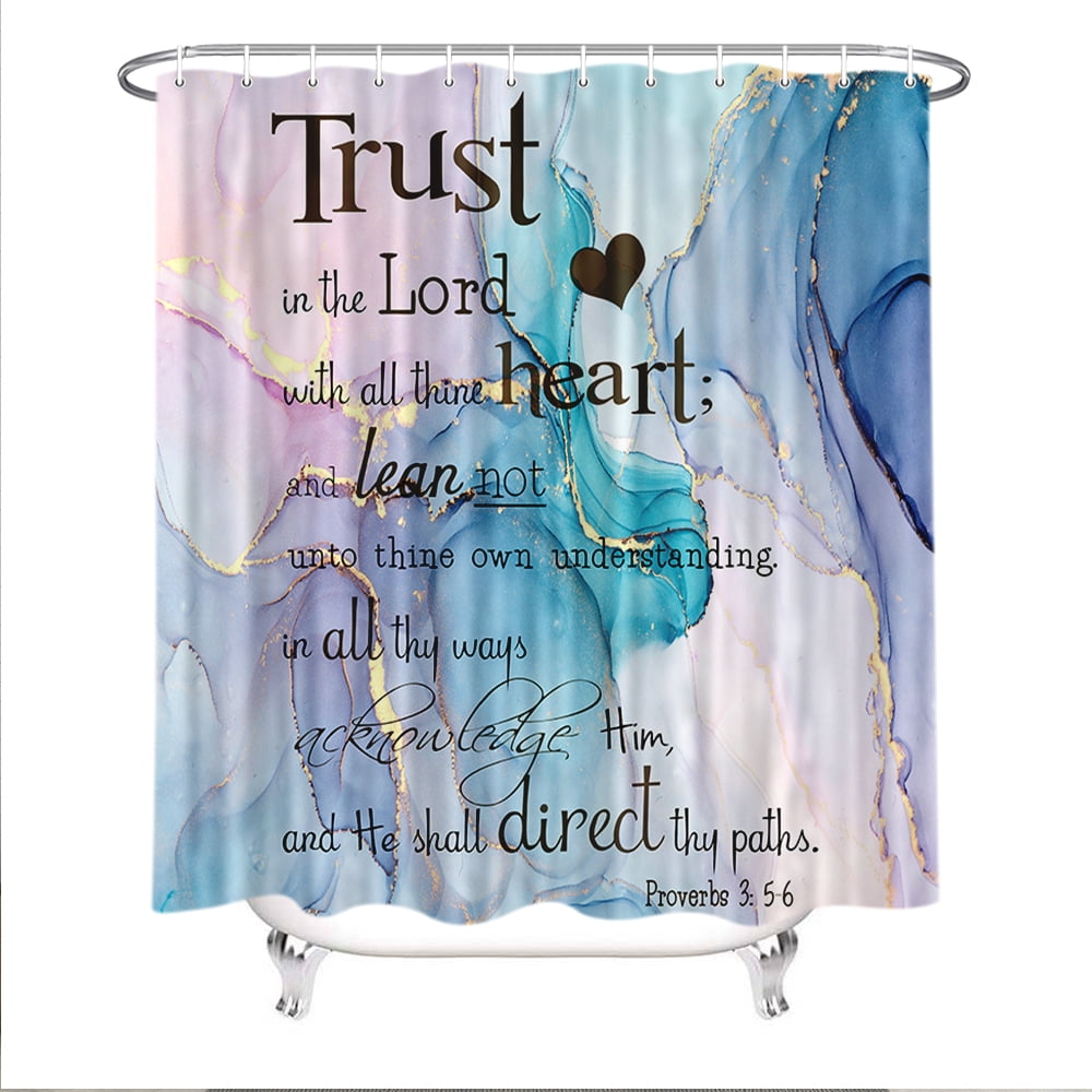 Marble Shower Curtain Trust in The Lord with All Thine Heart Bible ...