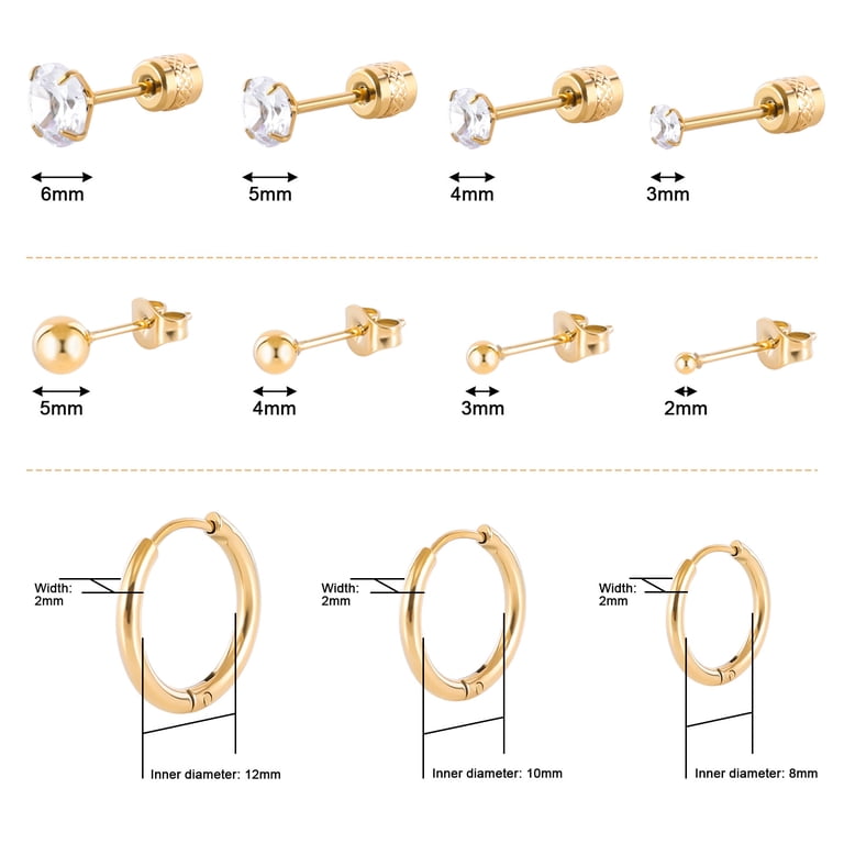 Dochas 25 Pars Surgcal Steel Stud Earrngs For Women Multpack...
