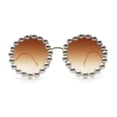 thumbnail image 4 of Womens Pearl Bling Round Circle Oversized Metal Rim Wave Arm Sunglasses Gold - Brown, 4 of 8