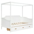 Twin Size Canopy Daybed, Canopy Platform Bed with 3 in 1 Drawers, Wood Twin Canopy Bed Frame