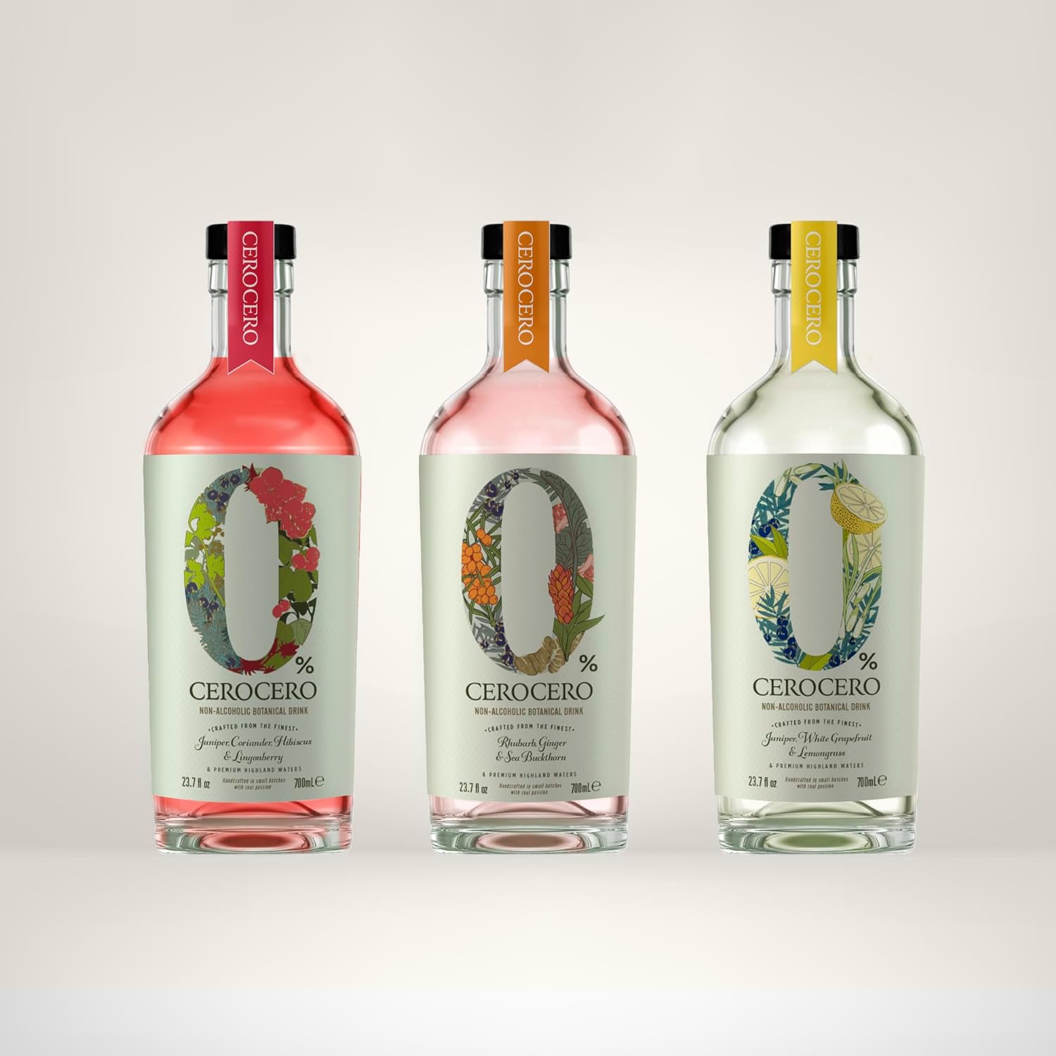 CeroCero Hibiscus and Lingonberry Non Alcoholic Gin, Floral and Tangy Premium Non Alcoholic Spirits - Halal, Low Sugar, Vegan and Gluten-Free, Part of the Spirits of Virtue Range 700ml