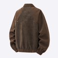 thumbnail image 4 of Ceisia Men Patchwork Suede Corduroy Collar Jacket Full Zip Long Sleeve Retro Casual Outerwear Coffee L Gift, 4 of 6