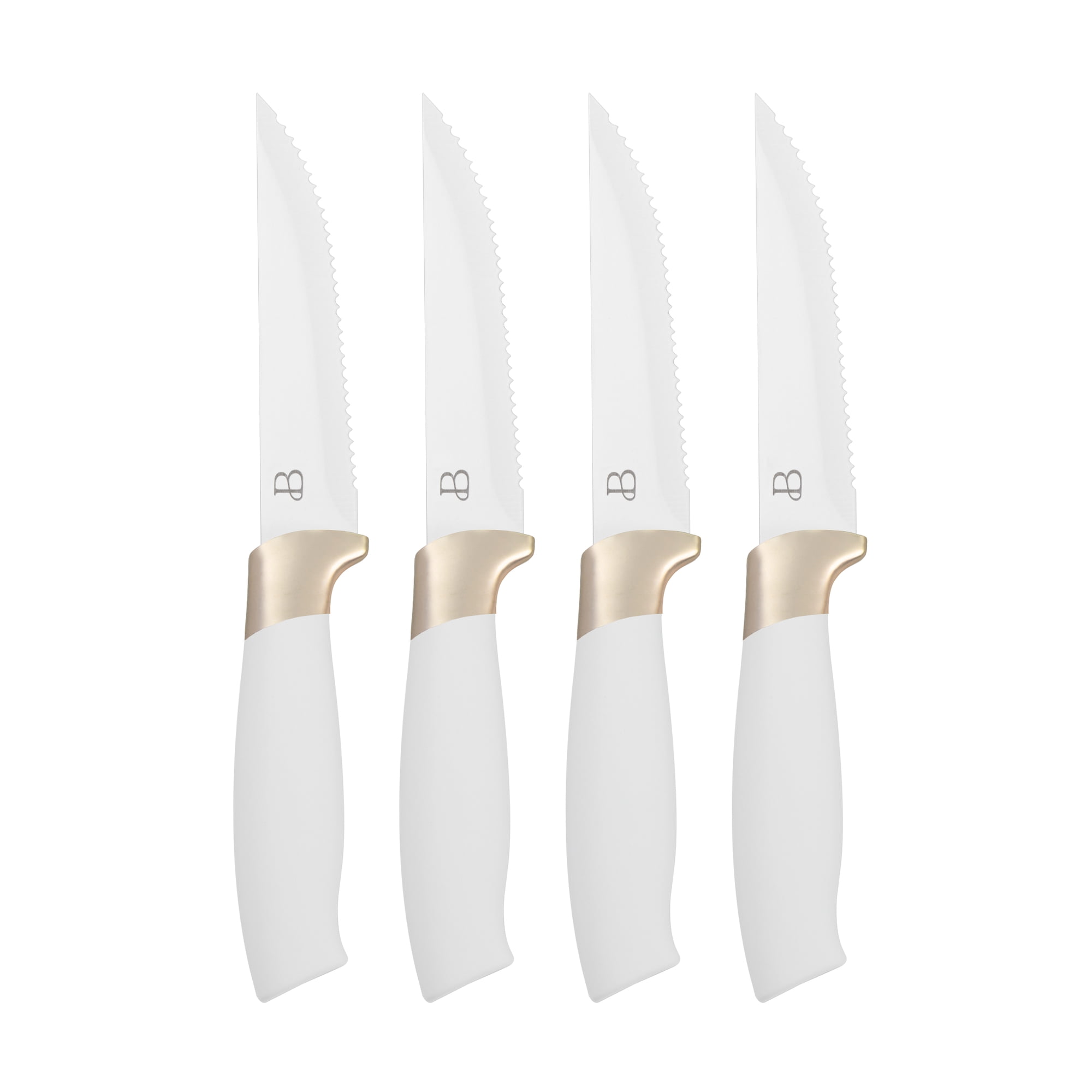 Beautiful by Drew Barrymore 4 Piece Steak Knife Set, White Icing