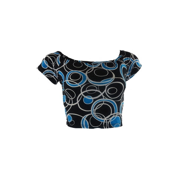 Vivian's Fashions Top - Print Crop Top, Short Sleeve