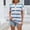 #0040-Blue, variant on Women's V-Neck Button T Shirts, Short Sleeve Blouses with Striped Print Design, Soft Casual Pullover Tops for Spring Summer, Daily Fashion Party Vacation Wear Gift