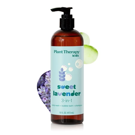 Plant Therapy Kids Sweet Lavender 3-in-1 Body Wash, Bubble Bath, Shampoo 16 oz Easy 3-In-1 for Everyday Use, Calming Lavender Scent for Bedtime, Gentle, Naturally Derived Ingredients
