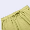 thumbnail image 6 of Plus Size Pants Women Solid Color Elastic Waist Straight Leg Linen Ankle Pants With Pocket Women Casual Pants Yellow XL, 6 of 6