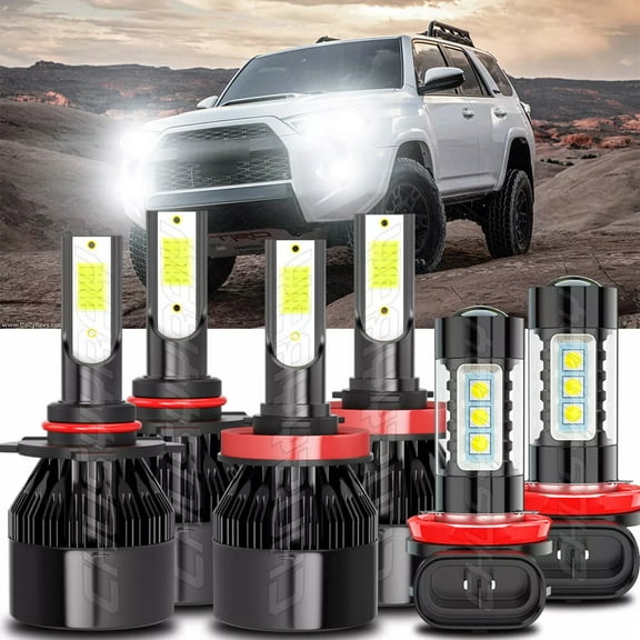 Faros LED Bombilla Hi-Lo   Luces Antiniebla Para 6000K White 6x for Toyota 4Runner 2010-2019 2020