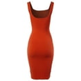 thumbnail image 3 of A2Y Women's Ribbed Square Neck Sleeveless Midi Bodycon Dress Bright Rust M, 3 of 5