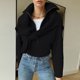 thumbnail image 4 of Abrigo Suéter de media cremallera para mujer, suéter suelto informal, suéter holgado y acogedor, prendas de vestir Cgtredaw Negro T XXL para Mujer, 4 of 6