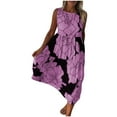 thumbnail image 2 of QUNYINEY Womens Dress Casual Floral Sleeveless A-Line Dress Crew Neck Flowy Empire Waist Maxi Sundress, 2 of 5