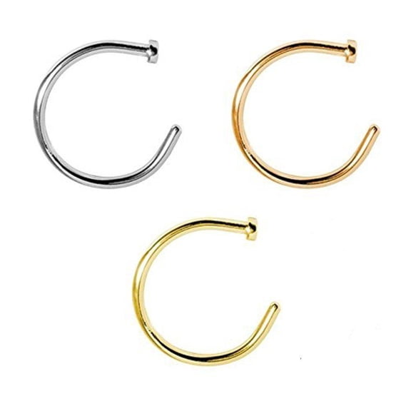 EG Gifts Nose Ring Hoop 22G Rose Gold Gold with High Polish Surgical Steel